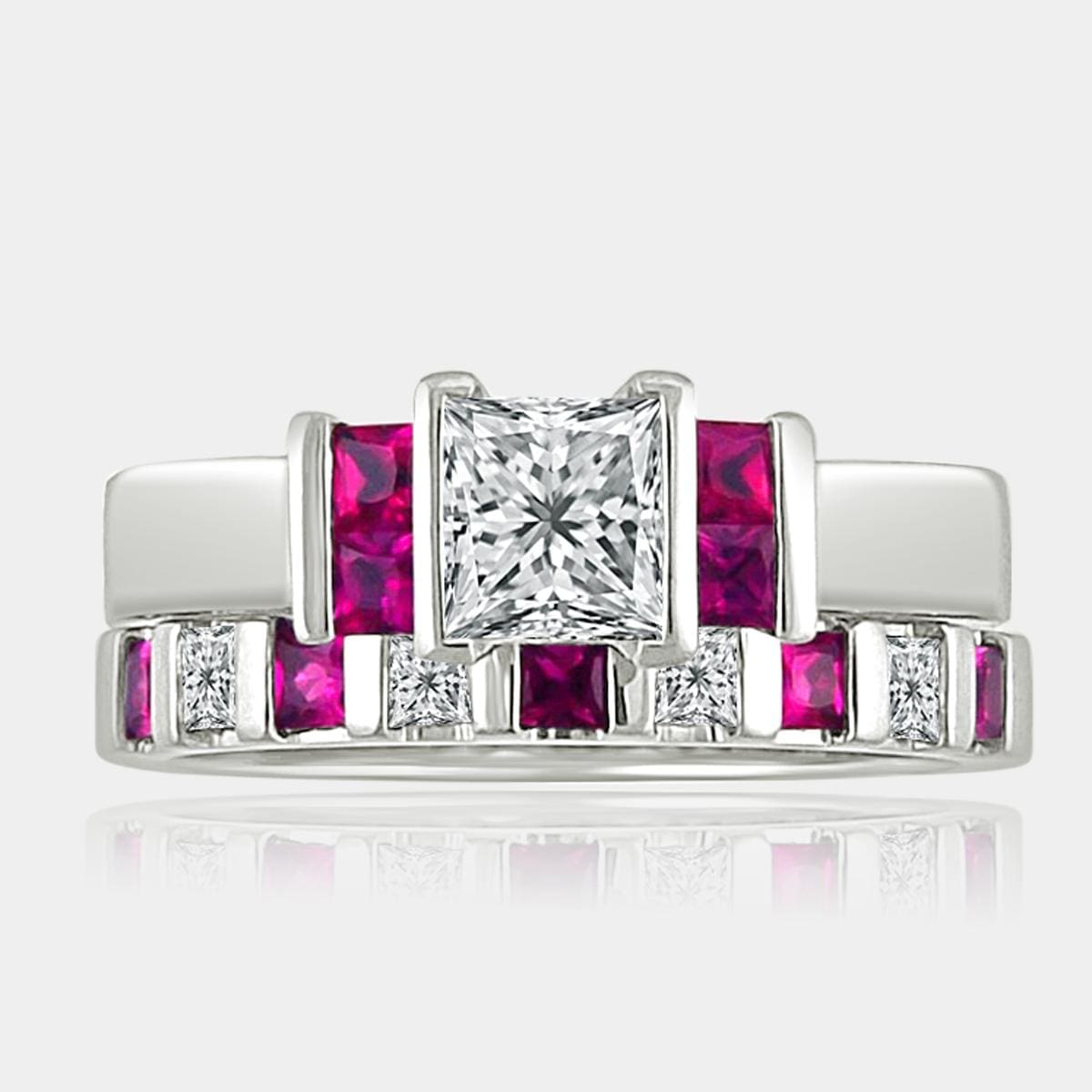 pink sapphire princess cut engagement rings