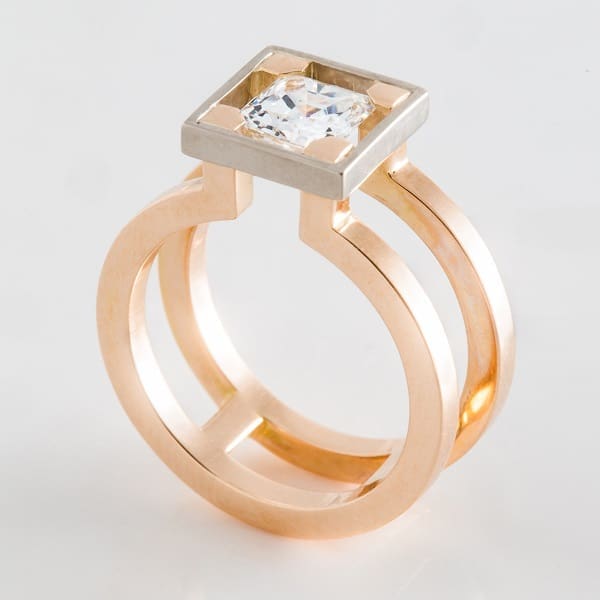 asscher cut diamond rose gold engagement ring