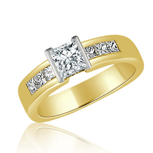 Emerald cut claw set engagement ring 