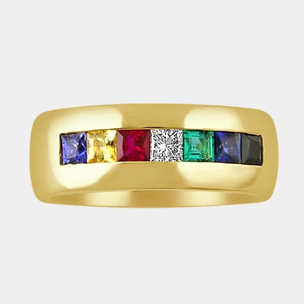 Multi Coloured Princess Cut Sapphire Fashion Ring