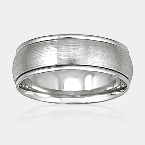 Men's Plain White Gold Wedding Ring With Polished Rails - Men's Wedding Rings - DDS Diamonds