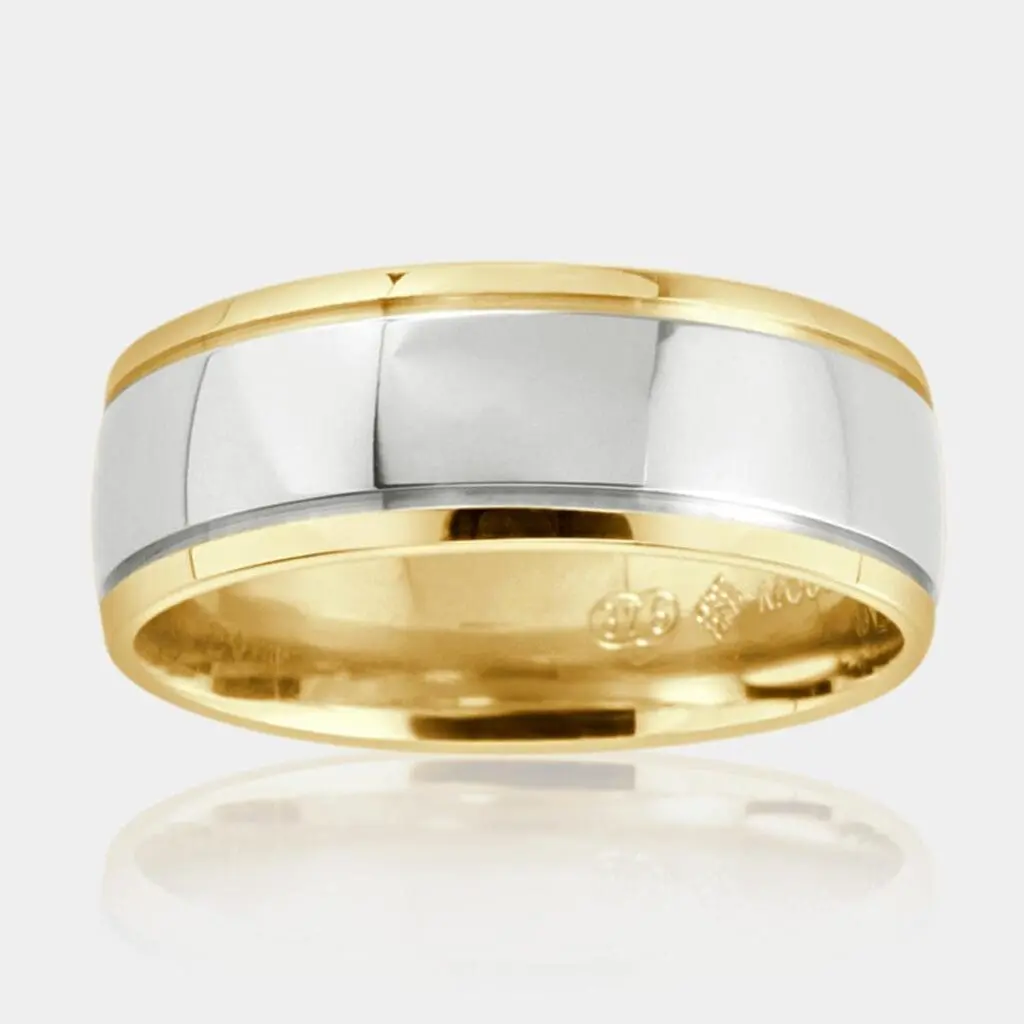 Maurizio Two Tone Gold Wedding Ring - Men's Wedding Rings - DDS Diamonds