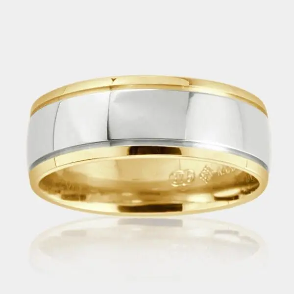 Maurizio Two Tone Gold Wedding Ring - Men's Wedding Rings - DDS Diamonds