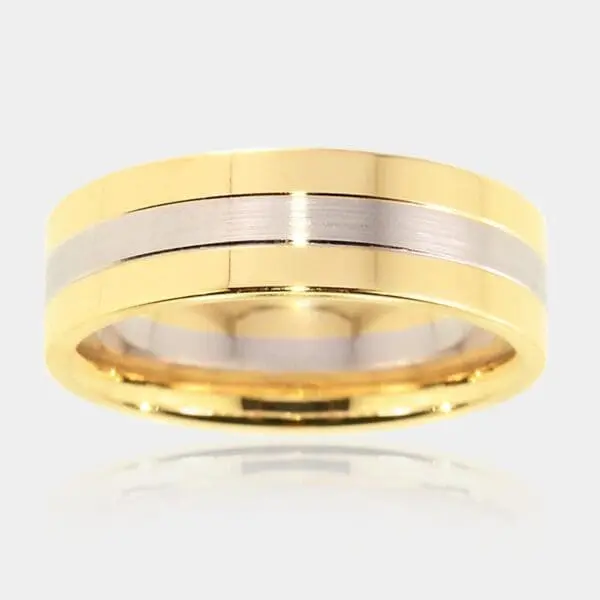 Kamahl Two Tone Gold Wedding Ring - Men's Wedding Rings - DDS Diamonds