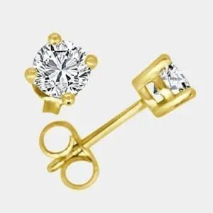Wendy Yellow Gold Solitaire Diamond Earrings