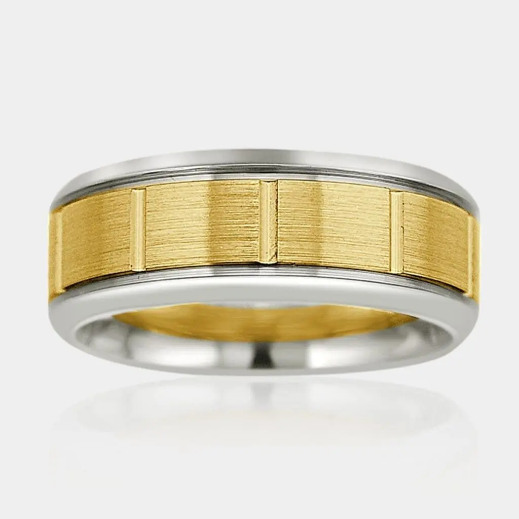 Jordan Two Tone Gold Wedding Ring - Men's Wedding Rings - DDS Diamonds
