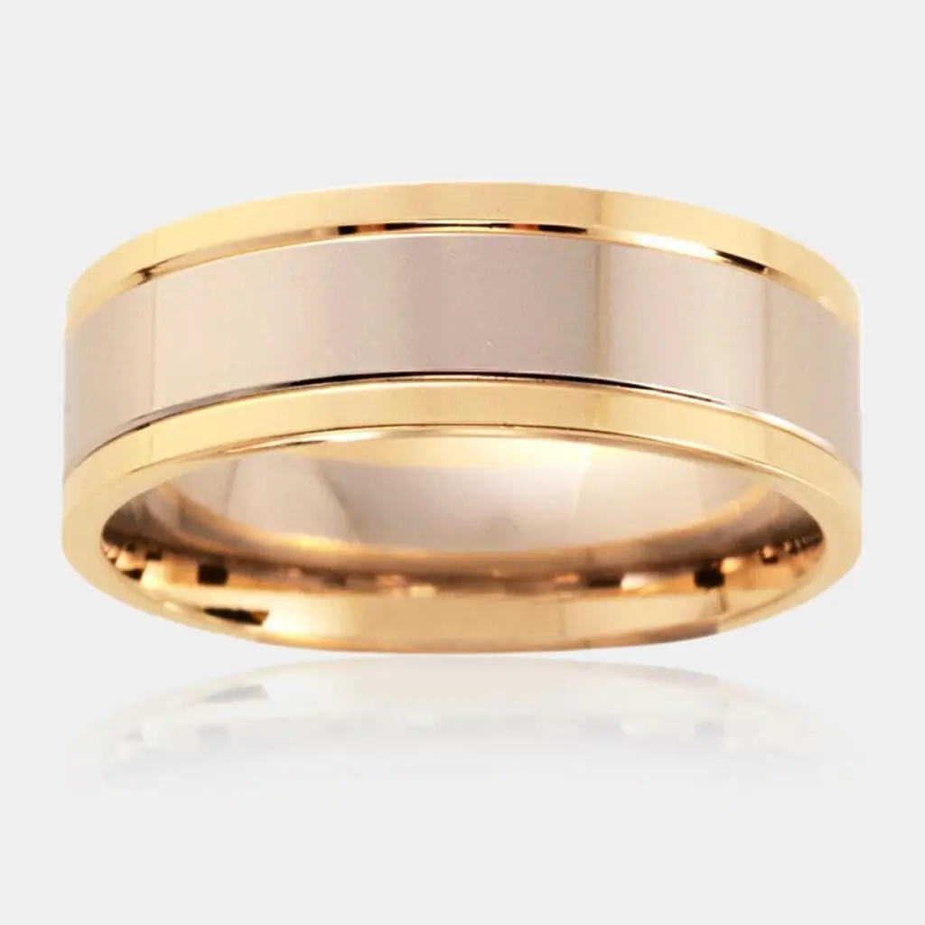 Matt Two Tone Gold Wedding Ring - Men's Wedding Rings - DDS Diamonds