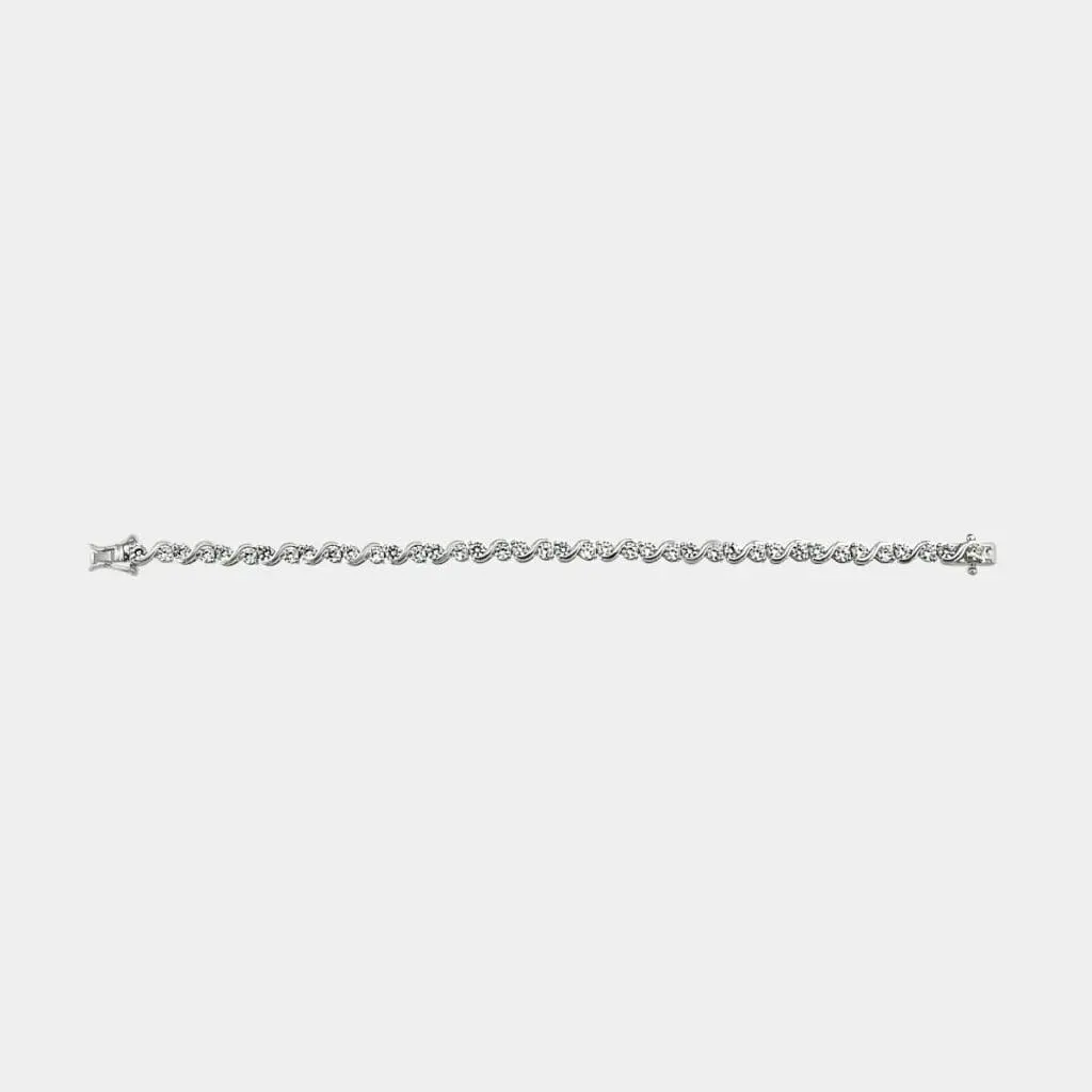 Fancy Wave Pattern Diamond Tennis Bracelet - Diamond Bracelets - DDS Diamonds