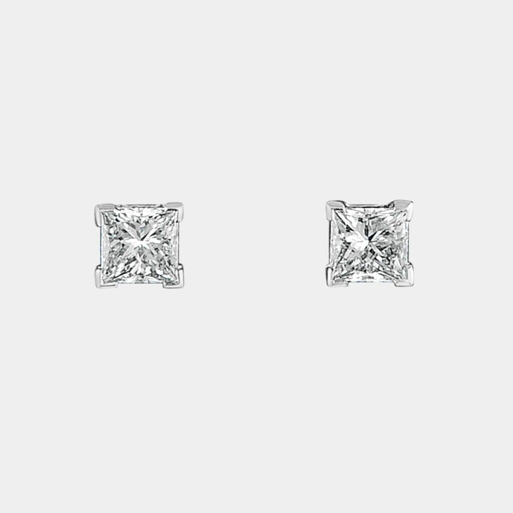 Ray Princess Cut Diamond Earrings