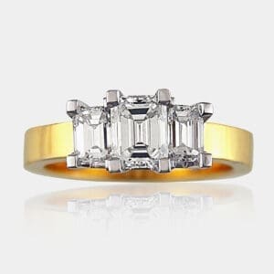 Janelle Three Stone Emerald Cut Diamond Dress Ring