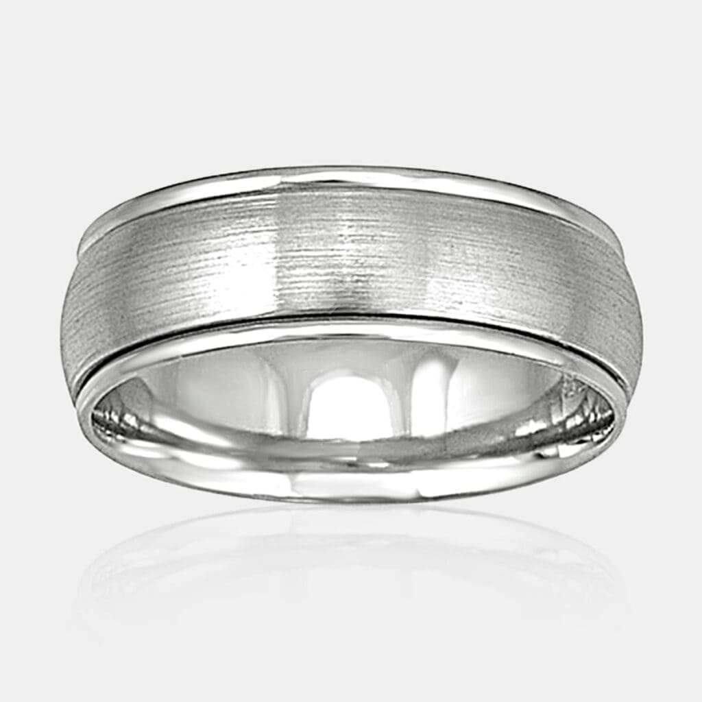 Men's Plain White Gold Wedding Ring With Polished Rails