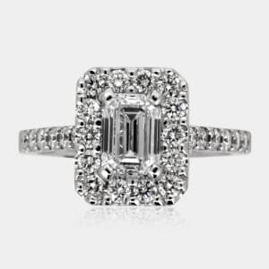 Lisa Emerald Cut Diamond Halo Engagement Ring