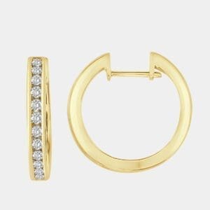 Roger Yellow Gold Channel Set Diamond Earrings