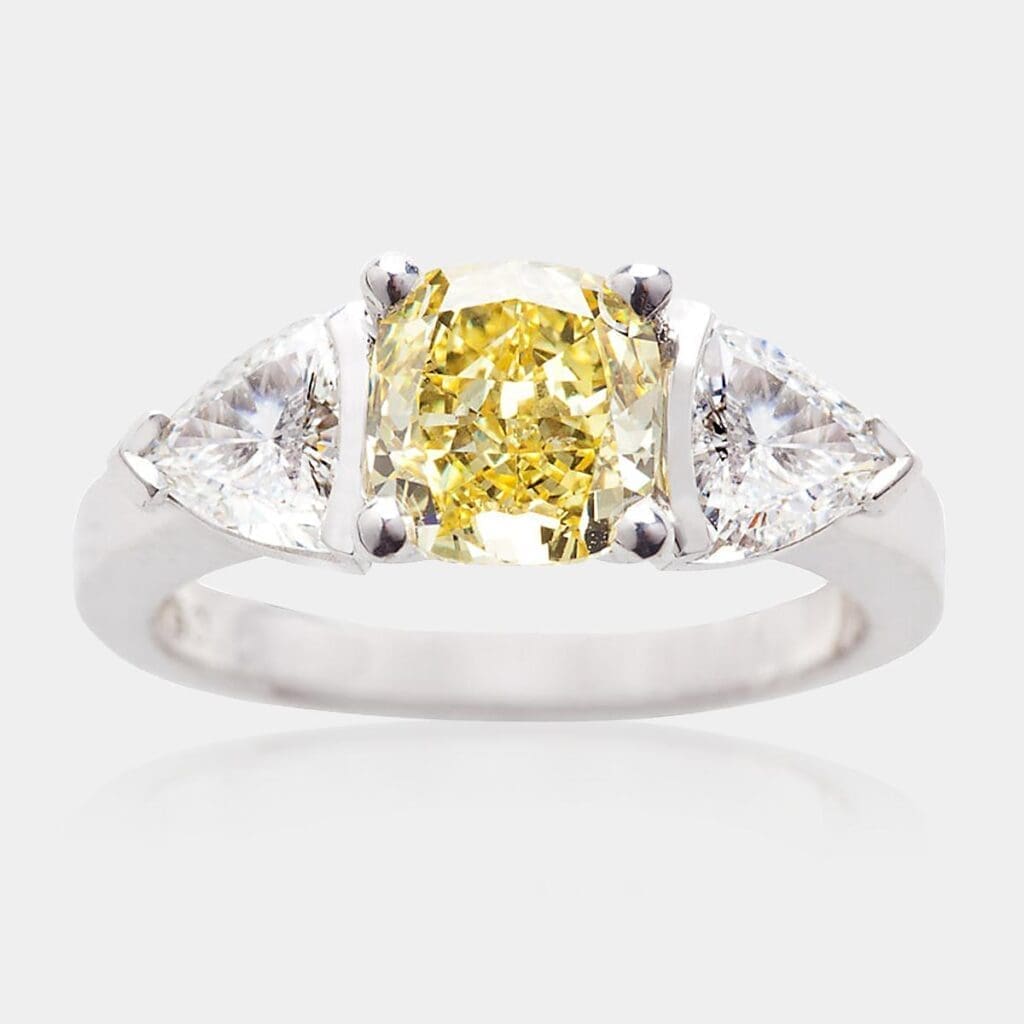 Jade Fancy Yellow Cushion Cut Diamond Engagement Ring