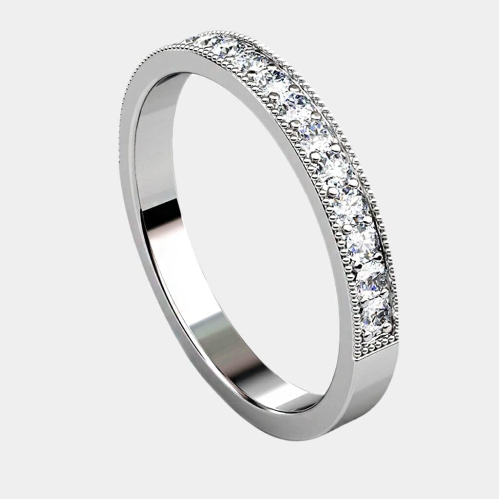 Bead Set Diamond Ring with milgrain