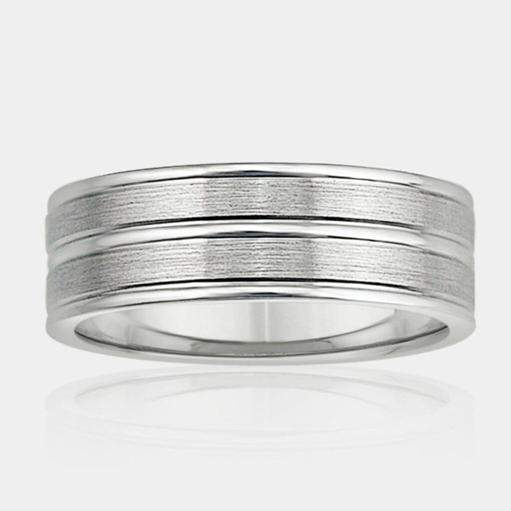 Men's White Gold Ring With Polished Rails