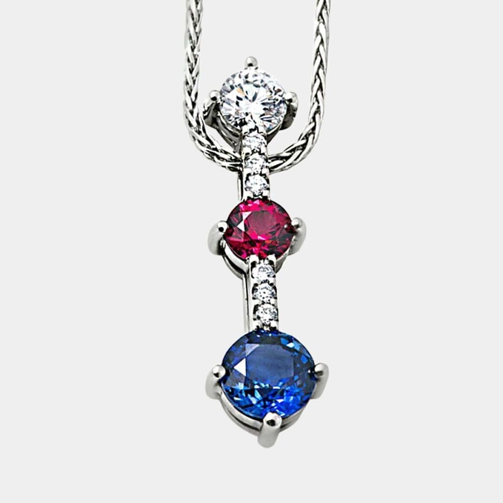 Diamond Ruby Sapphire Pendant