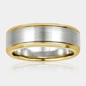 Men's Two Tone White And Yellow Gold Wedding Ring