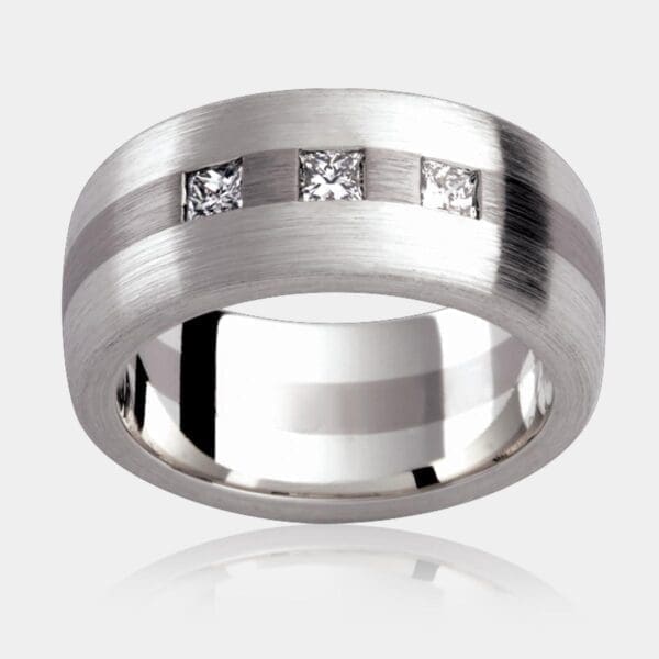 Neptune Diamond Set Men's Wedding Ring