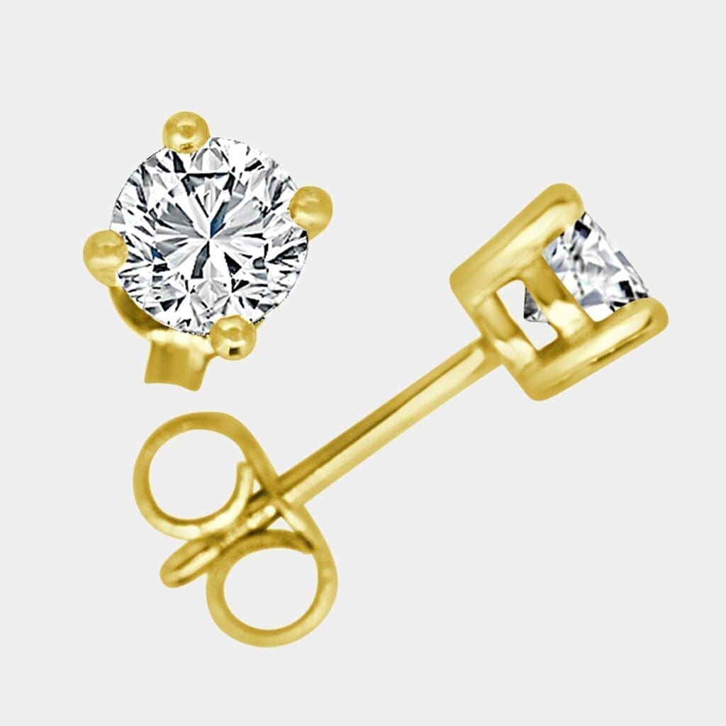Wendy Yellow Gold Solitaire Diamond Earrings