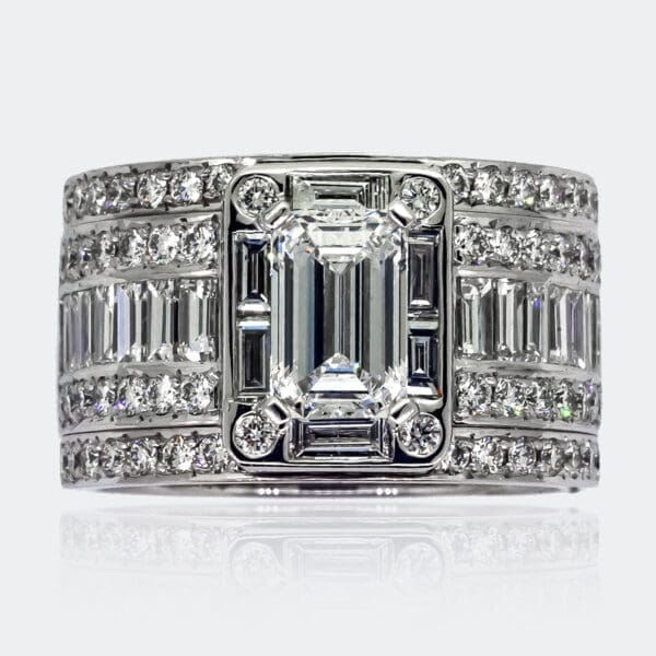Rita Emerald Cut Diamond Engagement and Wedding Ring Set