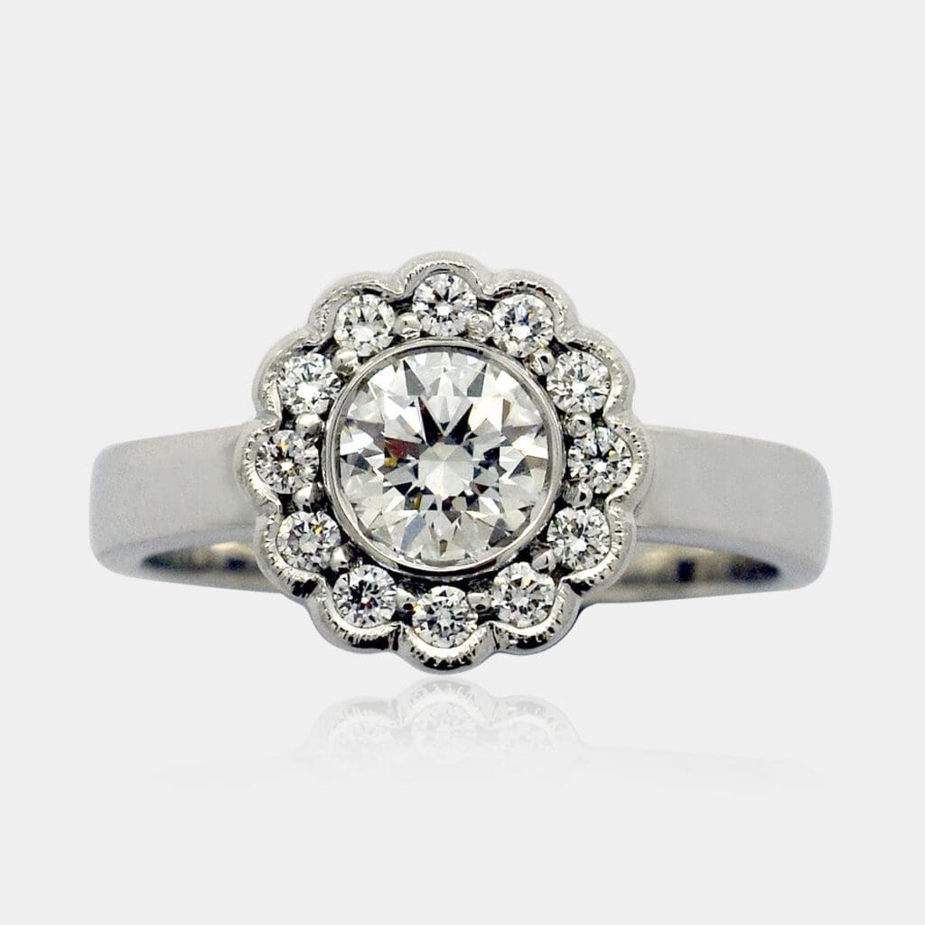 Michelle flower design diaond halo ring
