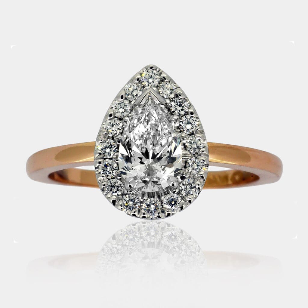 Jade Pear Shaped Diamond Halo Engagement Ring