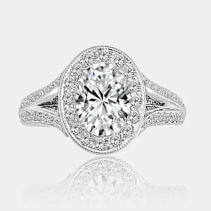 Jessica Oval Cut Diamond Engagement Ring with Halo