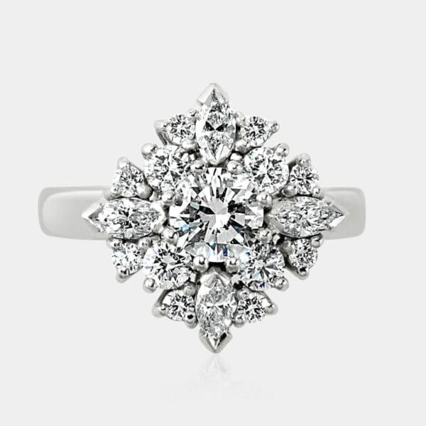Cathy Flower Shape Diamond Ring with Marquise Diamonds