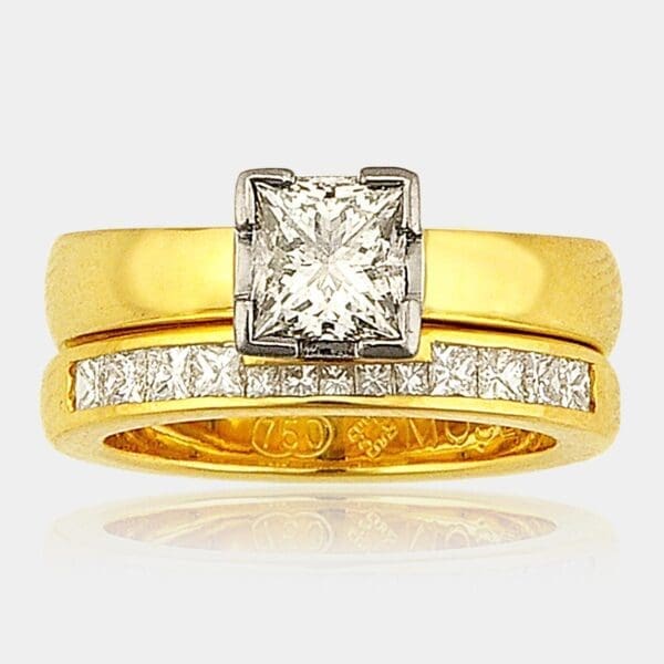 Alice Princess Cut Diamond Engagement Wedding Ring Set