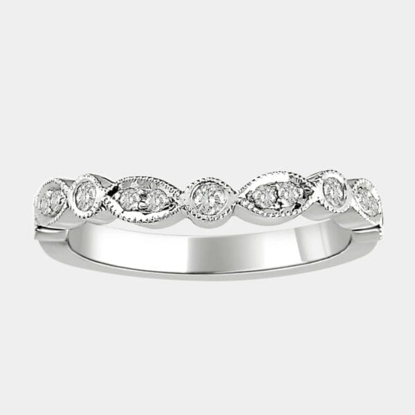 Beth Fitted Diamond Wedding Ring with milgrain