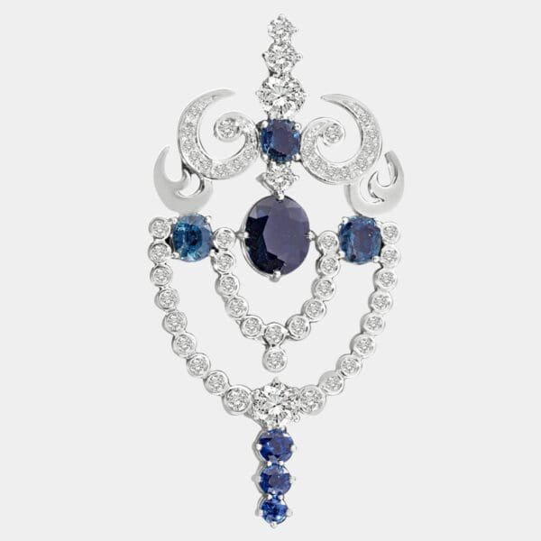Lucy Designer Blue Sapphire and Diamond Pendant