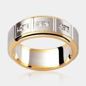 Saturn Diamond Set Men's Wedding Ring