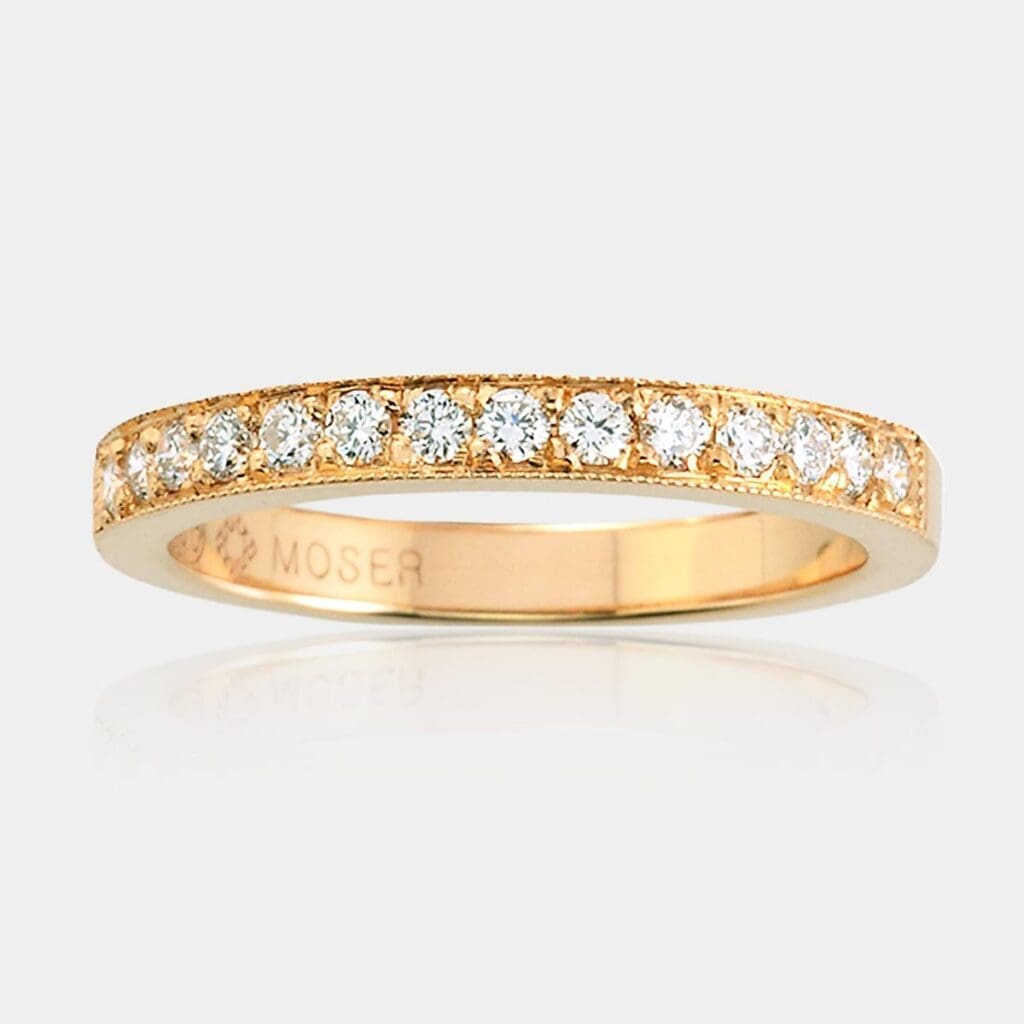 Sara Bead Set Diamond Wedding Ring with Milgrain