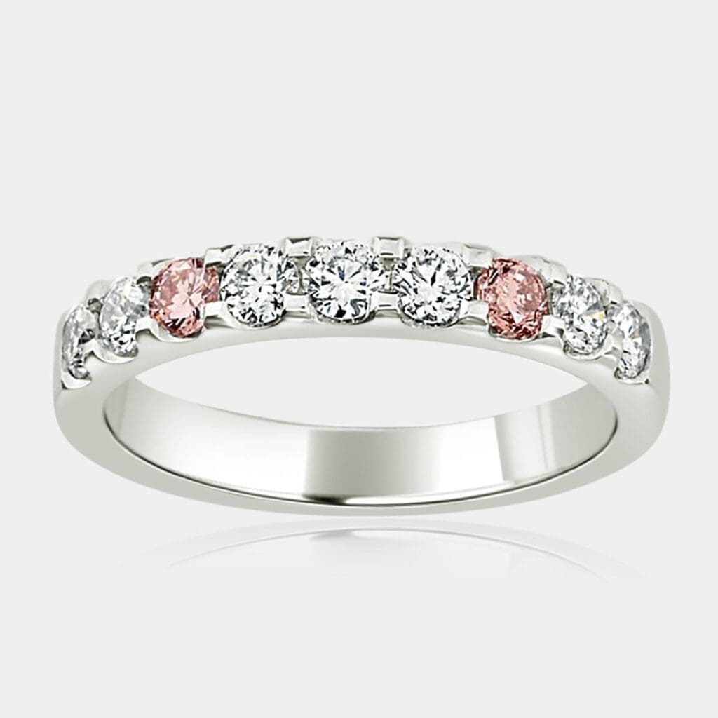White and Pink Diamond Wedding Ring