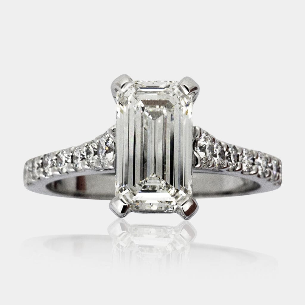 Helen Emerald cut diamond engagement ring