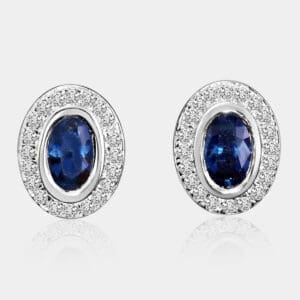 Alexis Oval Cut Sapphire and Diamond Earrings