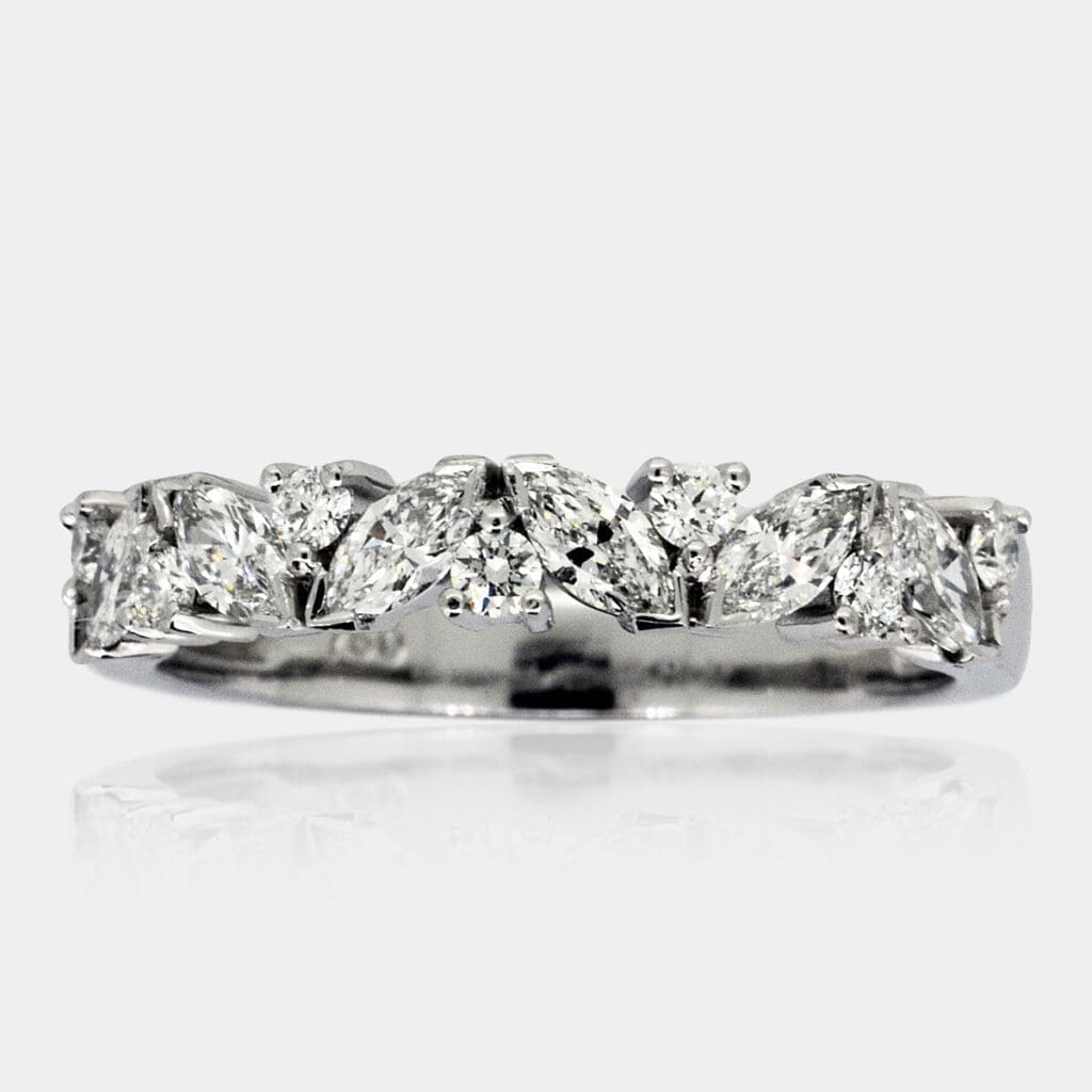 Marquise and Round Brilliant Diamond Wedding Ring