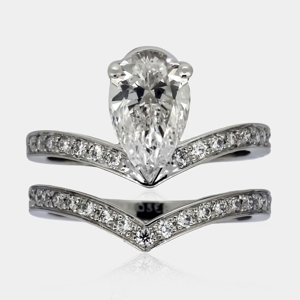 Sarah Pear Cut Diamond and Fitted Wedding Ring Set