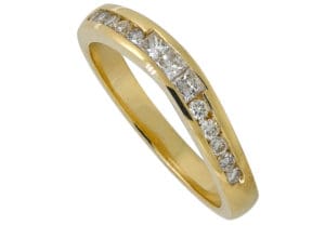 Yellow gold eternity ring in a channel setting